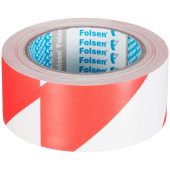 Лента клейкая разметочная сигнальная Folsen (Фолсен) красно-белая 50 мм х 33 м (0673350)