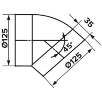 Колено ERA (ЭРА) для круглых воздуховодов пластиковое d125 мм 45° (12,5ККП 45°)