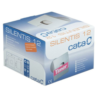 Вытяжной вентилятор Cata (Ката) Silentis 12 T осевой с таймером 170х170 мм d120 мм Cлоновая кость