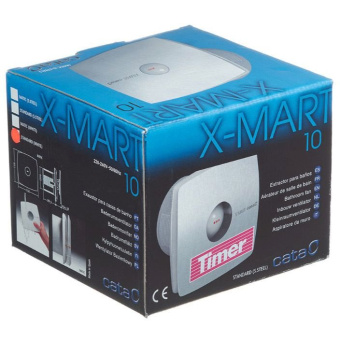 Вытяжной вентилятор Cata (Ката) X-Mart 10 Timer осевой с таймером 150х150 мм d100 мм Cлоновая кость