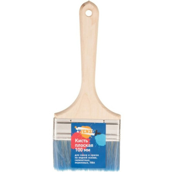 Кисть плоская Wenzo (Вензо) Wood смешанная щетина 100х14 мм для красок на водной основе (442100)