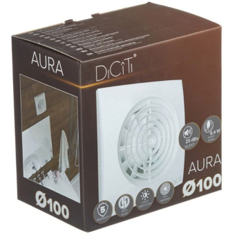 Вытяжной вентилятор DiCiTi (Дикити) Aura с обратным клапаном осевой 155х155 мм d100 мм Белый