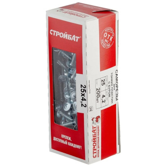 Саморезы для тонких пластин с буром Стройбат (Stroybat) 4,2х25 мм (561410) 200 шт.