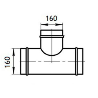 Тройник для круглых воздуховодов d160 мм 90° оцинкованный (Т160/160TPG)