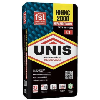 Клей для плитки Юнис (Unis) 2000 25 кг