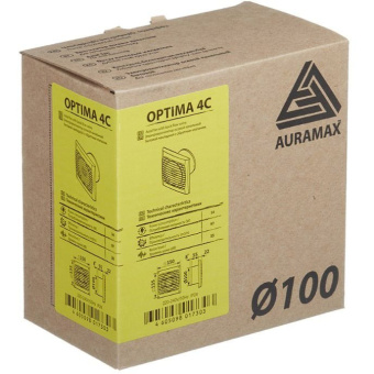 Вытяжной вентилятор Auramax (Аурамакс) Optima обратный клапан 150х150 мм d100 мм Белый