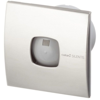 Вытяжной вентилятор Cata (Ката) Silentis 10 Inox T осевой с таймером 140х140 мм d100 мм Серебро