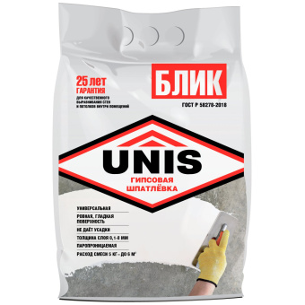 Шпатлевка гипсовая Юнис (Unis) Блик белый 5 кг