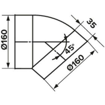 Колено ERA (ЭРА) для круглых воздуховодов пластиковое d160 мм 45° (16ККП 45°)