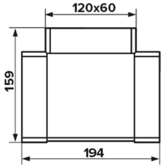 Тройник пластиковый для плоских воздуховодов 60х120 мм 90° (612ТПП)