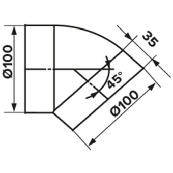 Колено ERA (ЭРА) для круглых воздуховодов пластиковое d100 мм 45° (10ККП 45°)